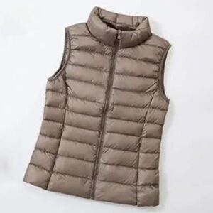 NWT Women Casual Duck Down Lightweight Vest in Khaki Taupe Size M